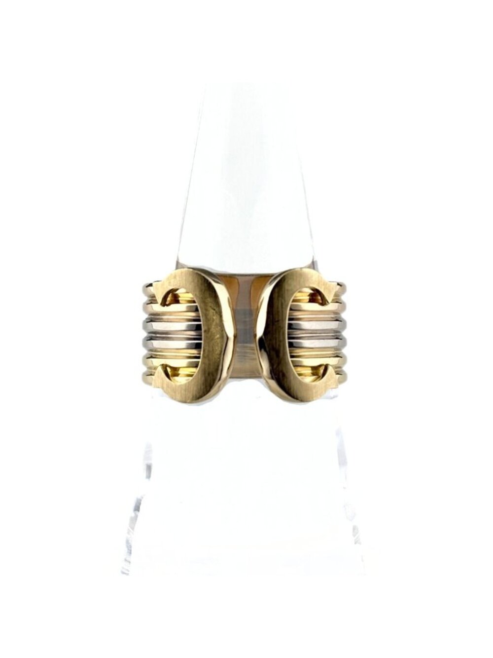 Cartier 2C Yellow Gold Pink White Ring Three